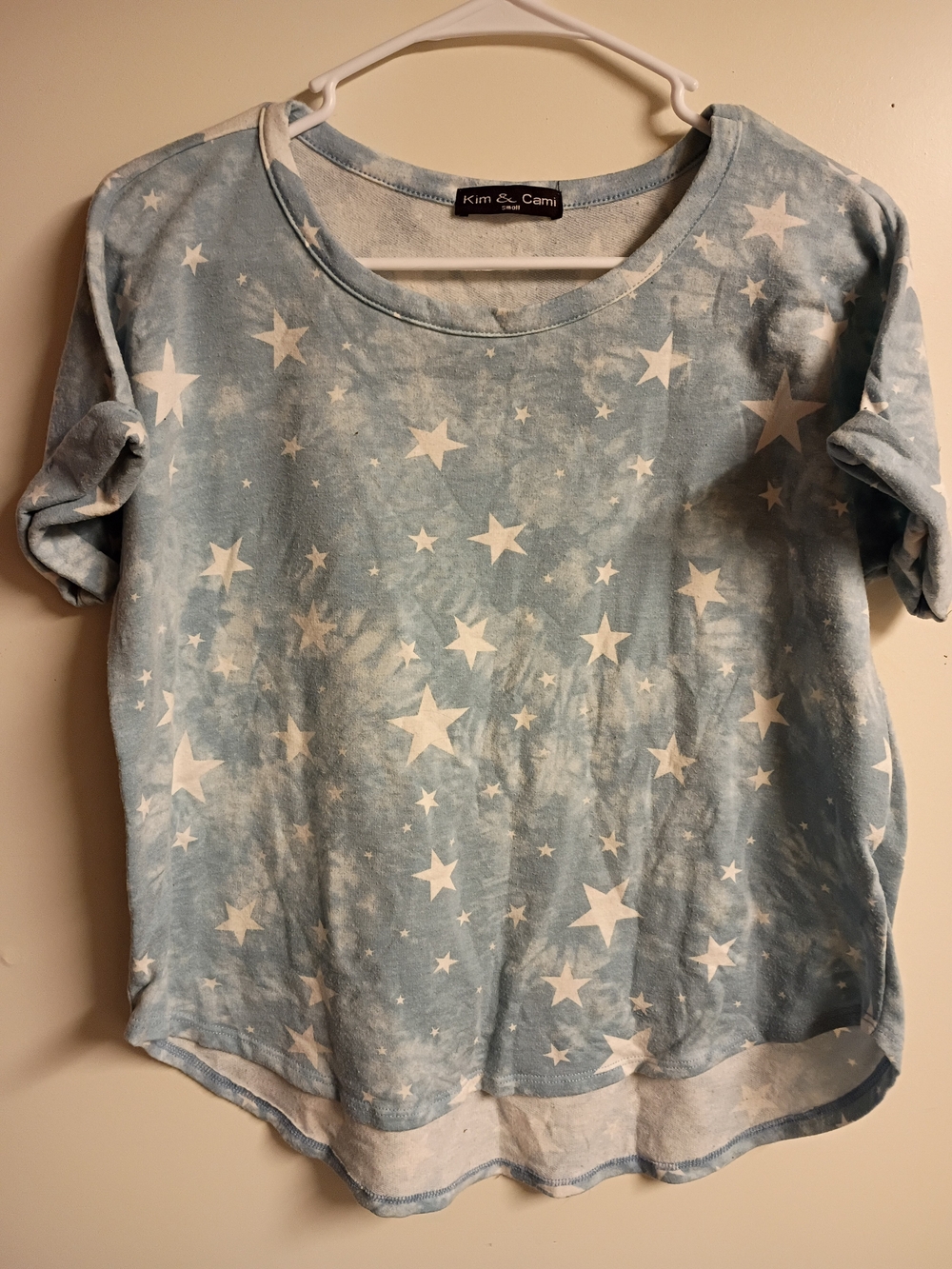 Kim & Cami Pale Blue Star-Print Short Sleeve Tee